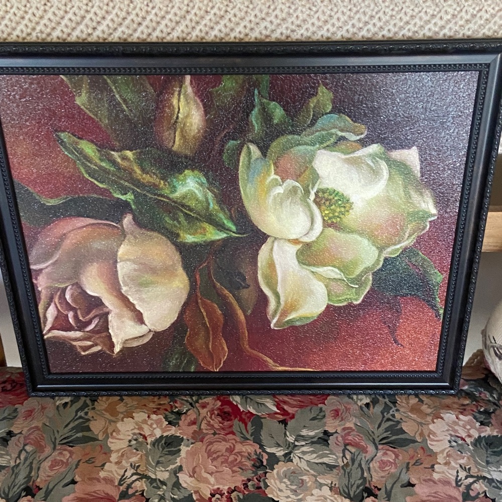 Floral Art Print with Black Frame